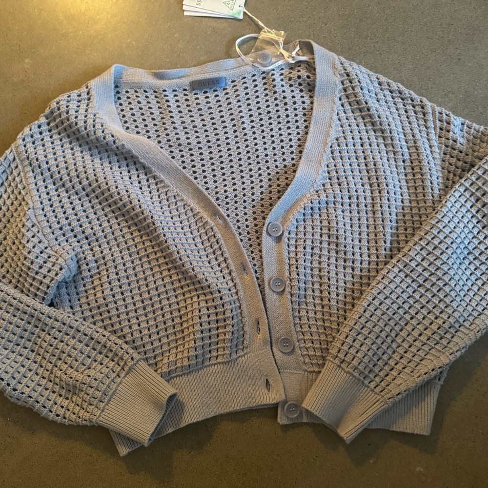 Guess Light Blue Open-Knit Cardigan